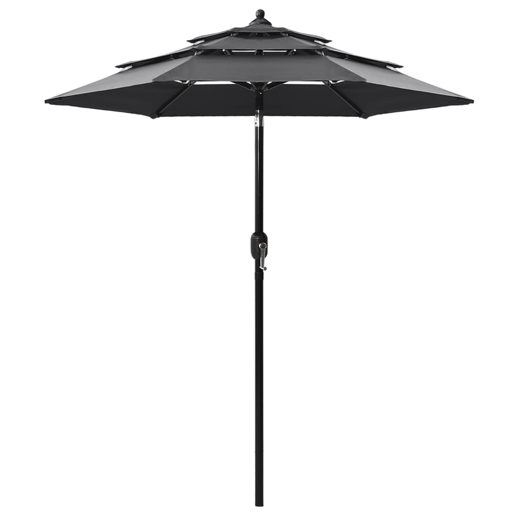 Parasol 3-laags met aluminium paal 2 m antracietkleurig - Griffin Retail