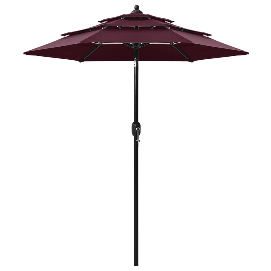 Parasol 3-laags met aluminium paal 2 m bordeauxrood - Griffin Retail