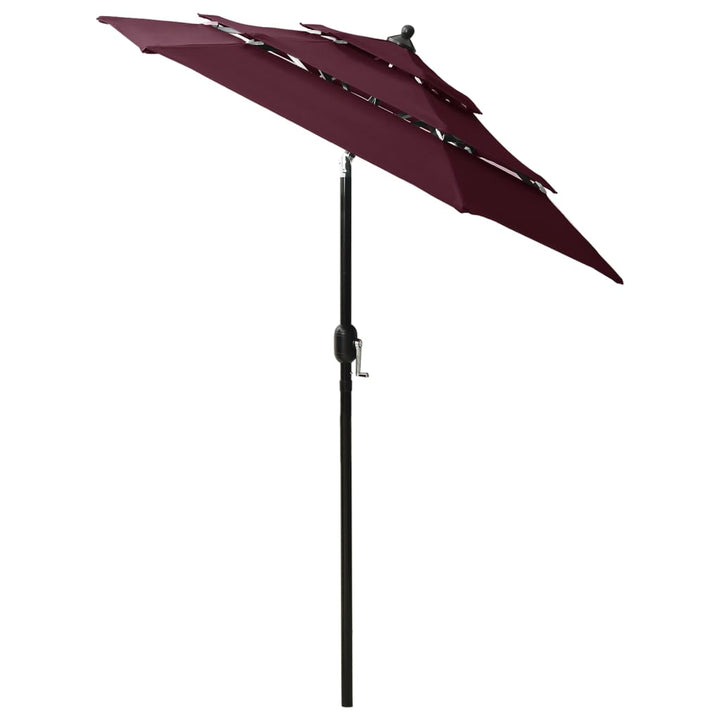 Parasol 3-laags met aluminium paal 2 m bordeauxrood - Griffin Retail