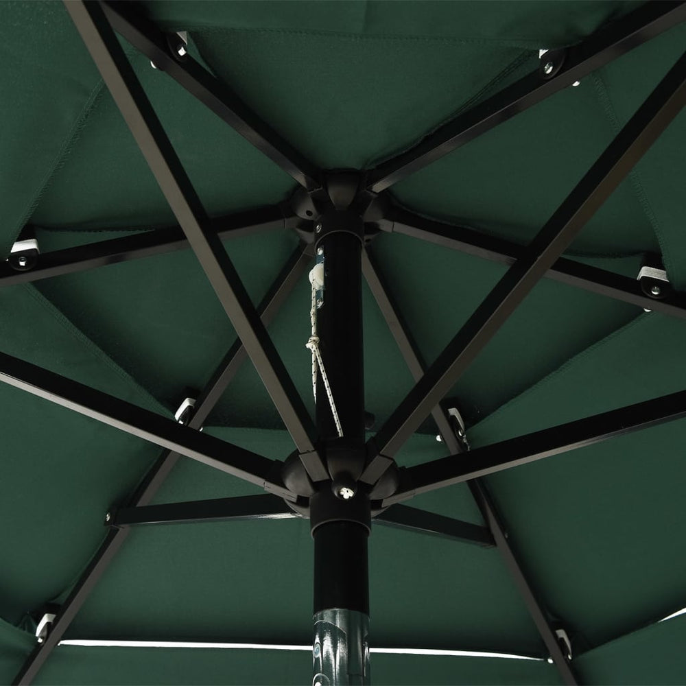 Parasol 3-laags met aluminium paal 2 m groen - Griffin Retail