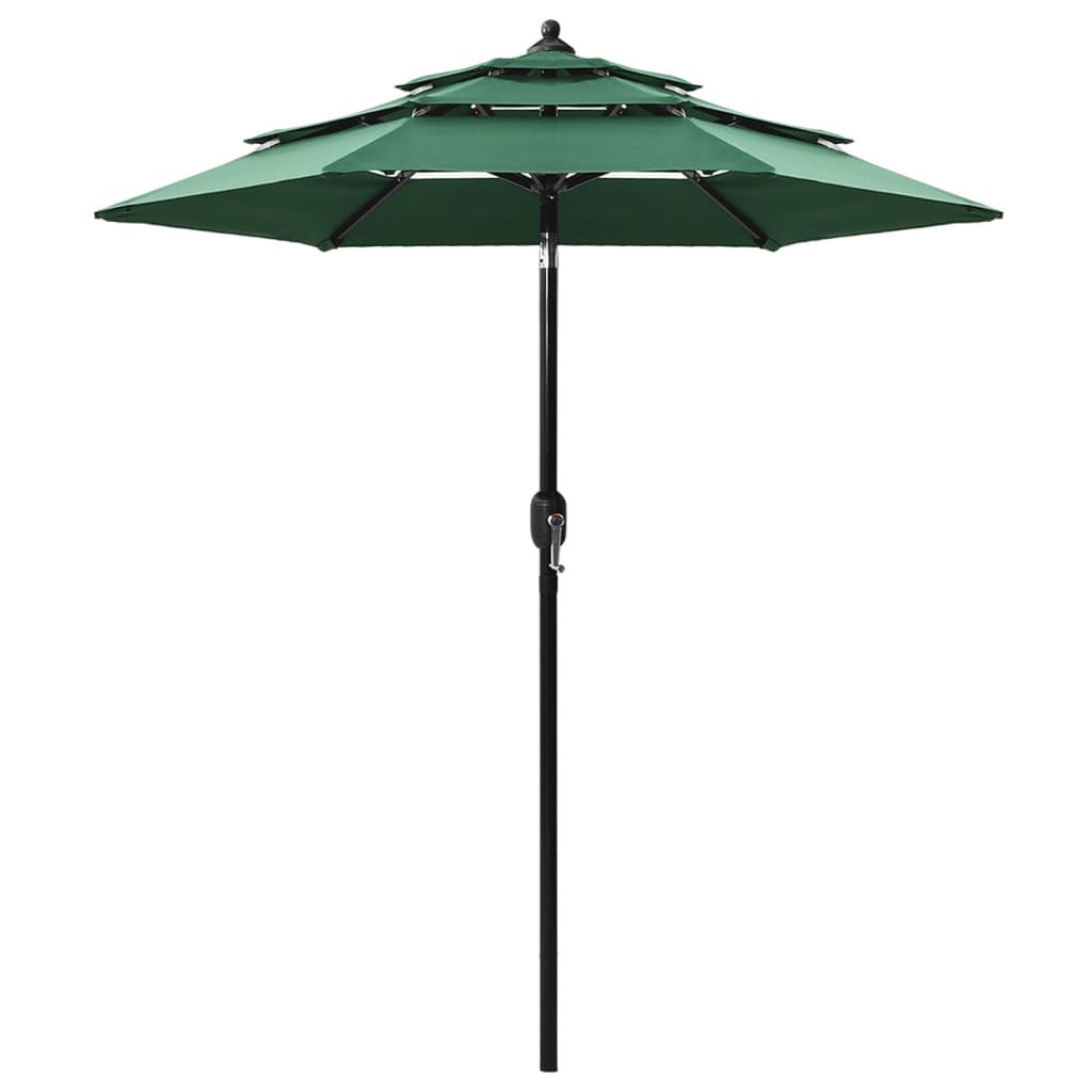 Parasol 3-laags met aluminium paal 2 m groen - Griffin Retail