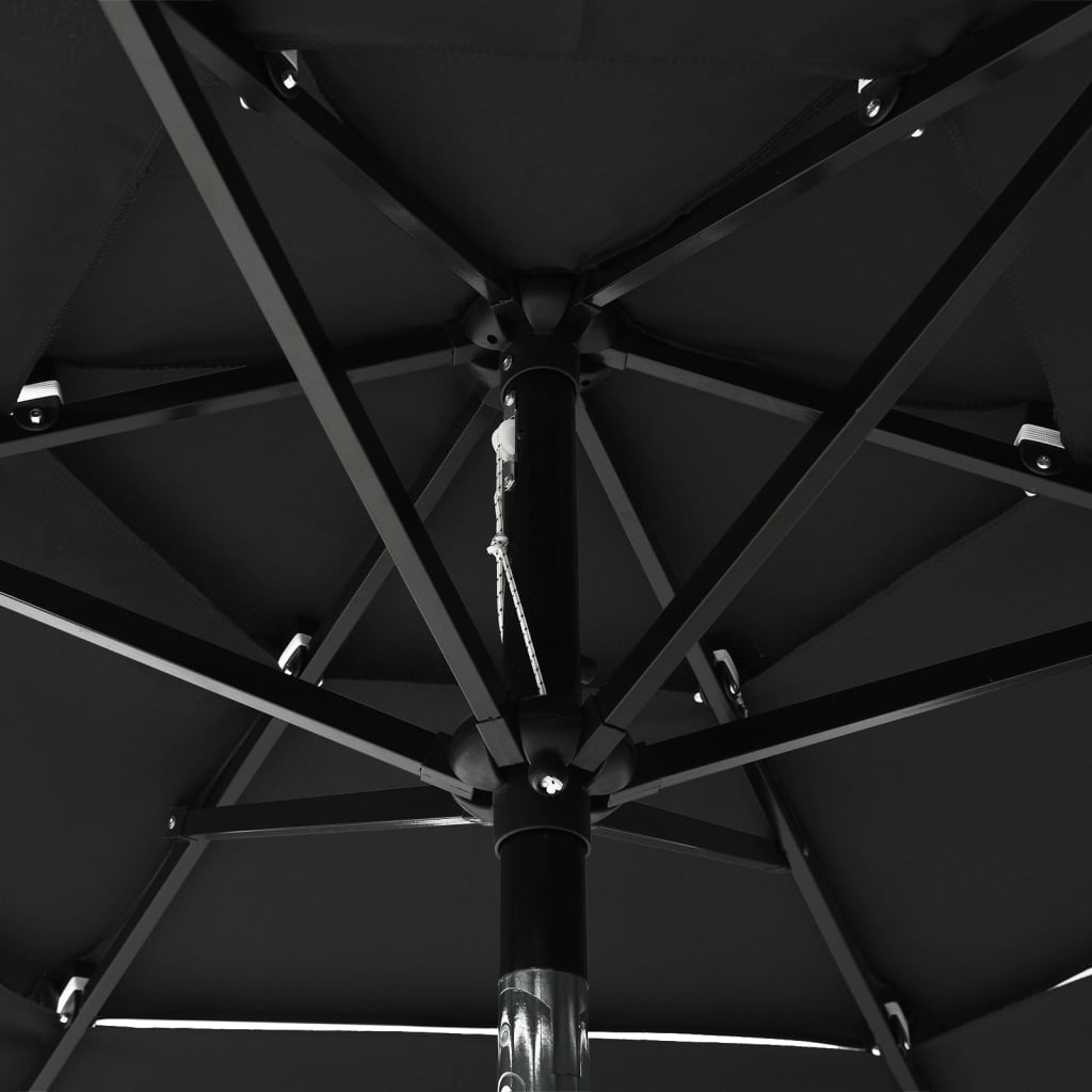 Parasol 3-laags met aluminium paal 2 m zwart - Griffin Retail