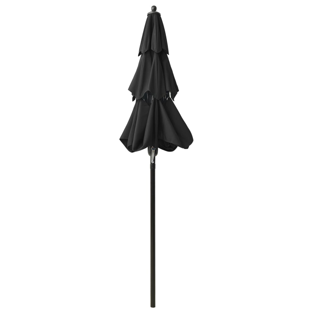 Parasol 3-laags met aluminium paal 2 m zwart - Griffin Retail
