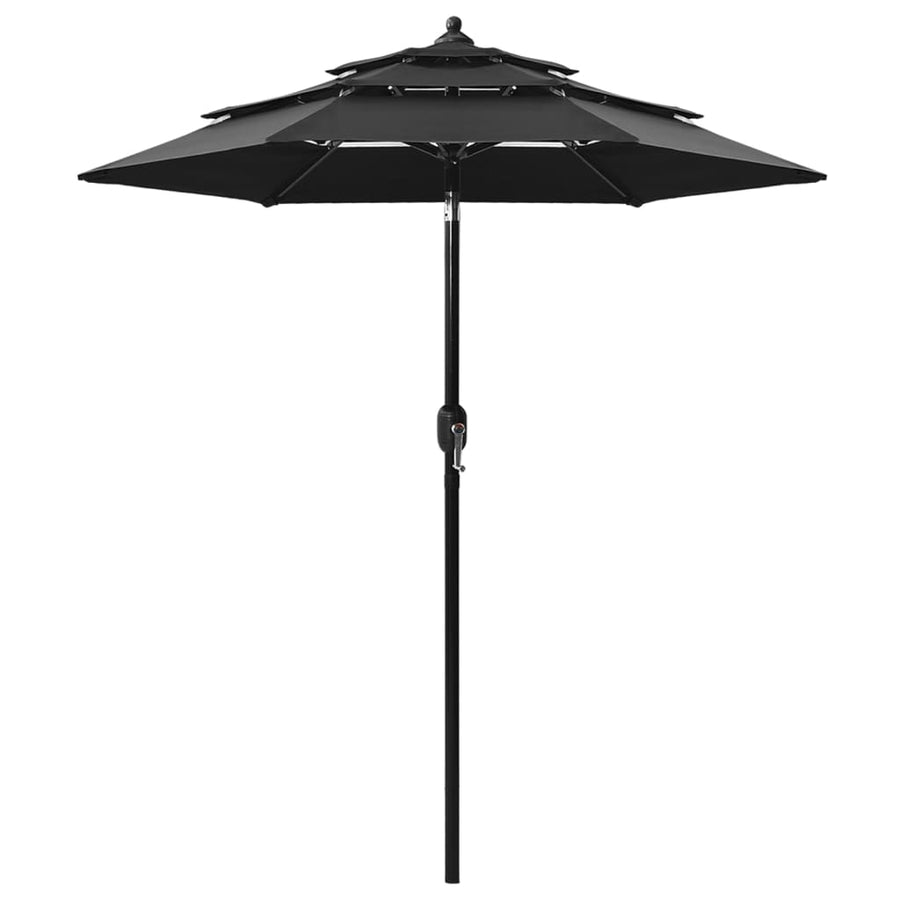 Parasol 3-laags met aluminium paal 2 m zwart - Griffin Retail