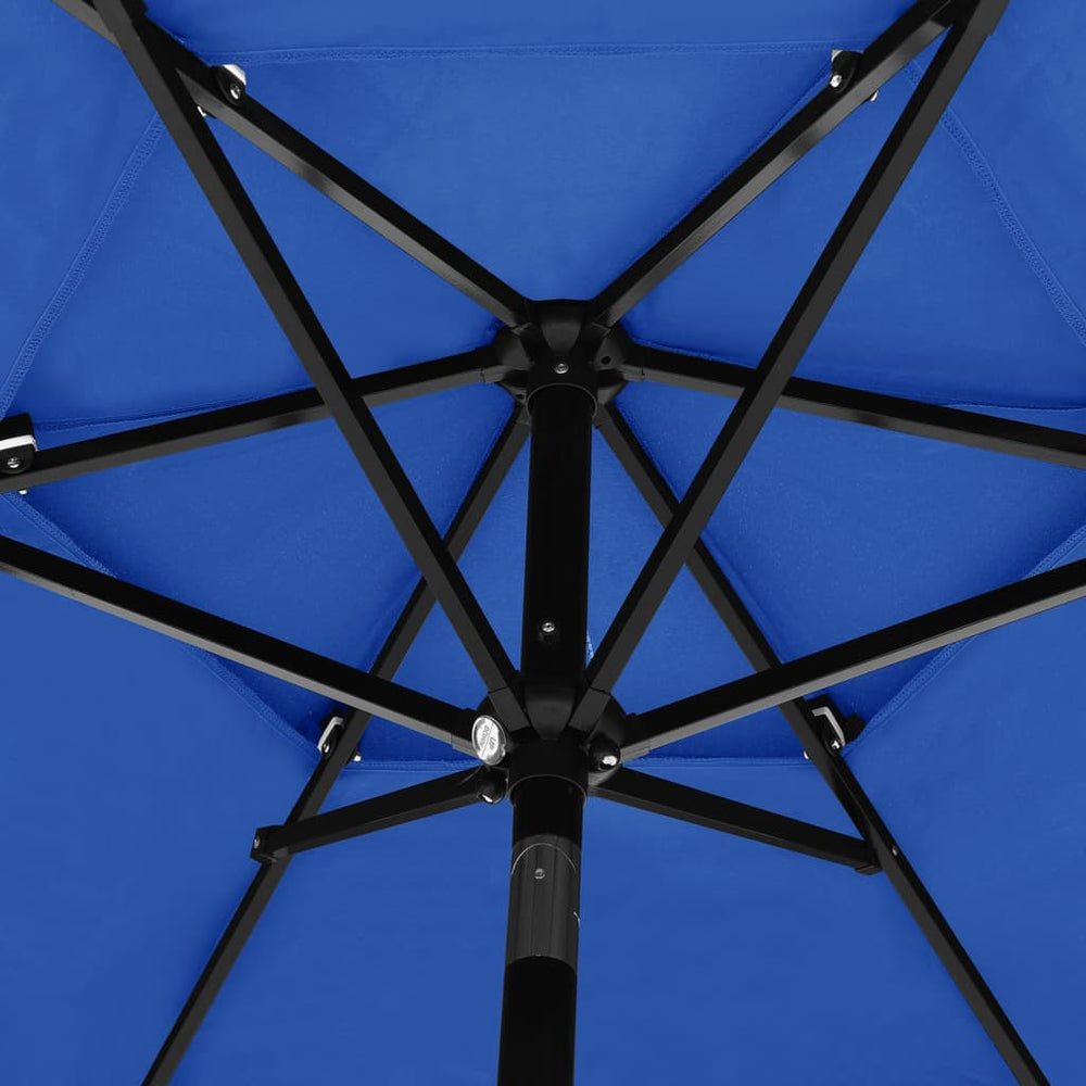 Parasol 3-laags met aluminium paal 2,5 m azuurblauw - Griffin Retail