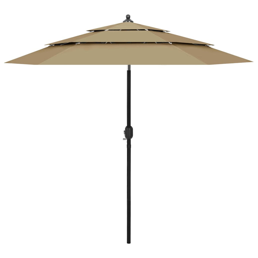 Parasol 3-laags met aluminium paal 2,5 m taupe - Griffin Retail