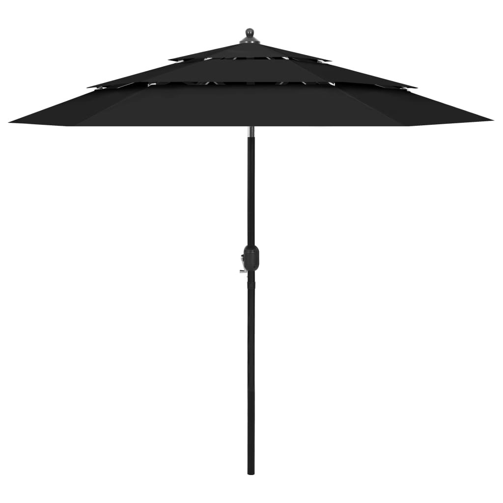 Parasol 3-laags met aluminium paal 2,5 m zwart - Griffin Retail