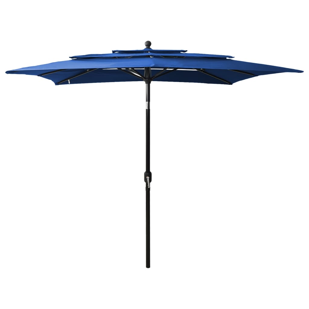 Parasol 3-laags met aluminium paal 2,5x2,5 m azuurblauw - Griffin Retail