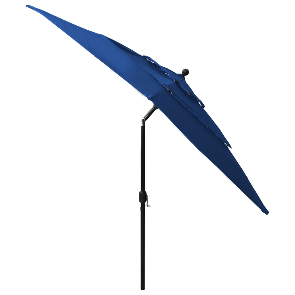 Parasol 3-laags met aluminium paal 2,5x2,5 m azuurblauw - Griffin Retail