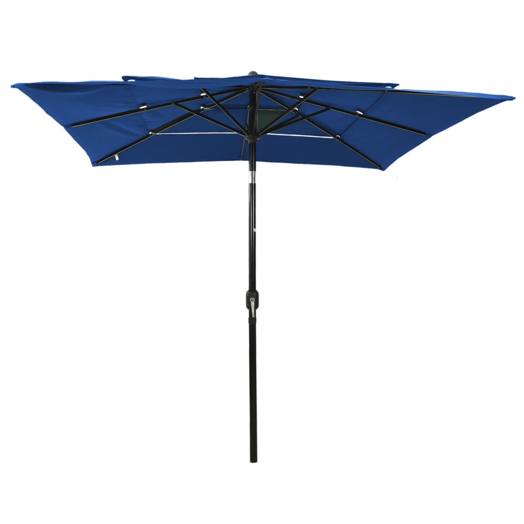 Parasol 3-laags met aluminium paal 2,5x2,5 m azuurblauw - Griffin Retail