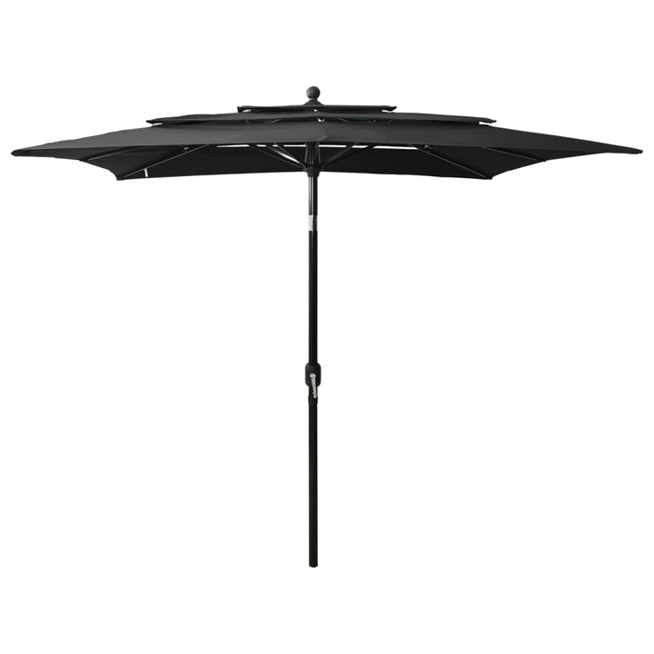 Parasol 3-laags met aluminium paal 2,5x2,5 m zwart - Griffin Retail