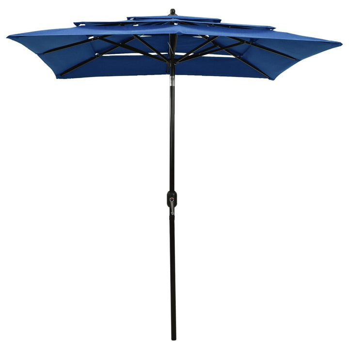 Parasol 3-laags met aluminium paal 2x2 m azuurblauw - Griffin Retail