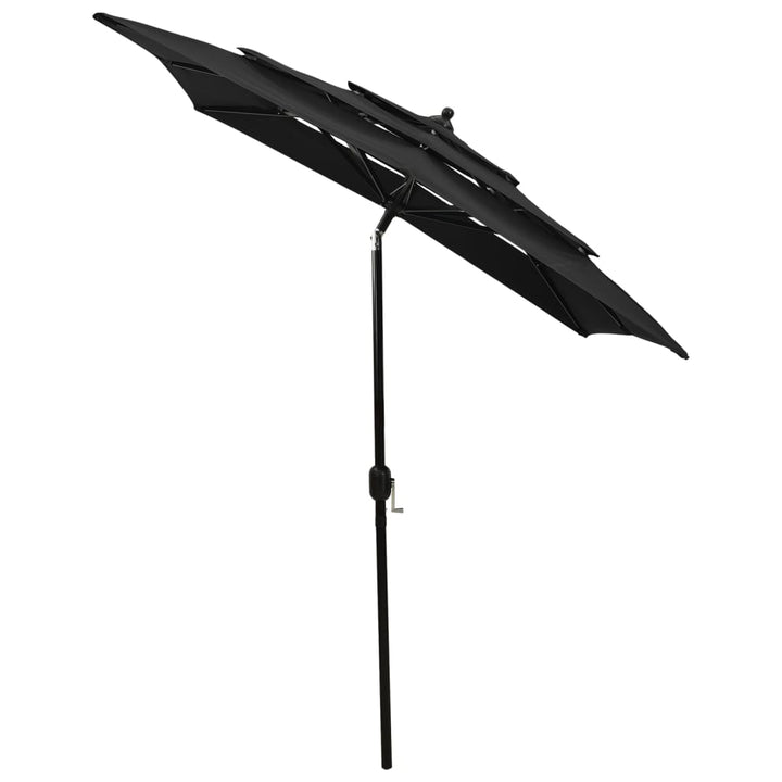 Parasol 3-laags met aluminium paal 2x2 m zwart - Griffin Retail