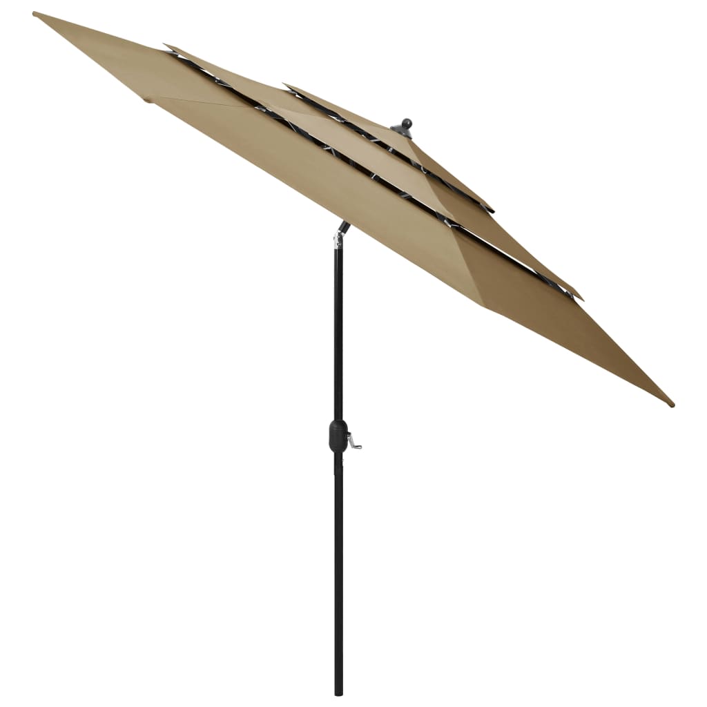 Parasol 3-laags met aluminium paal 3 m taupe - Griffin Retail