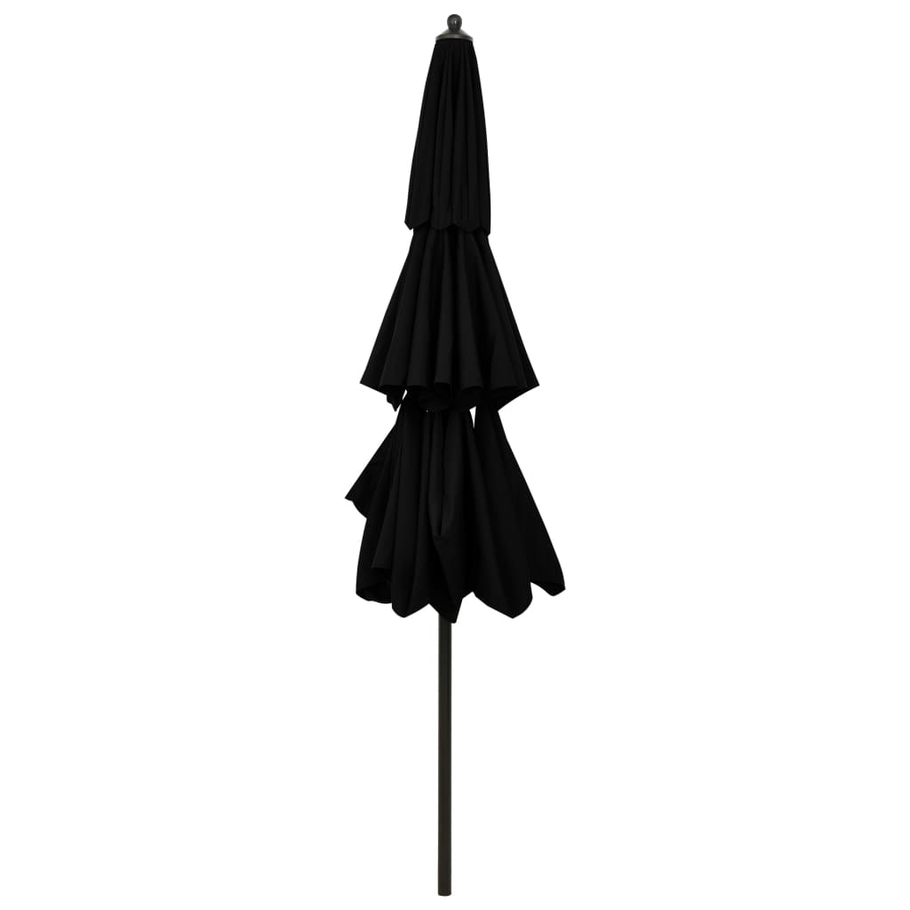 Parasol 3-laags met aluminium paal 3 m zwart - Griffin Retail