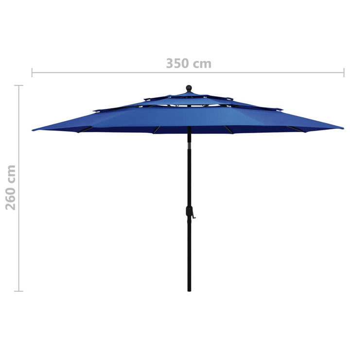 Parasol 3-laags met aluminium paal 3,5 m azuurblauw - Griffin Retail