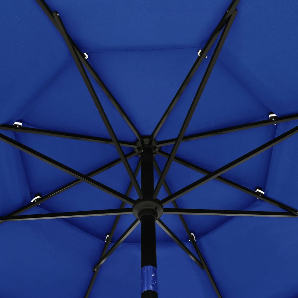 Parasol 3-laags met aluminium paal 3,5 m azuurblauw - Griffin Retail