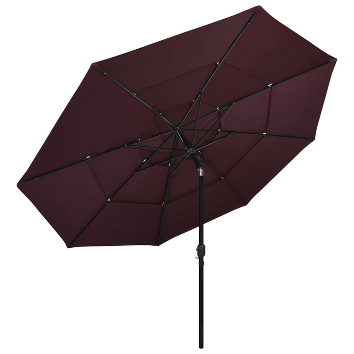 Parasol 3-laags met aluminium paal 3,5 m bordeauxrood - Griffin Retail