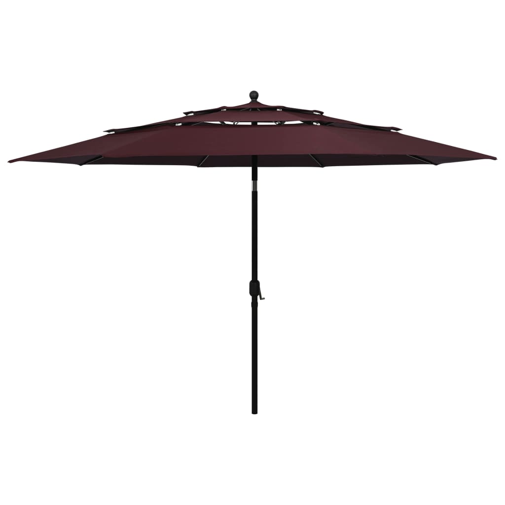 Parasol 3-laags met aluminium paal 3,5 m bordeauxrood - Griffin Retail