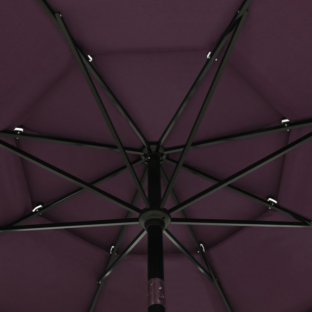 Parasol 3-laags met aluminium paal 3,5 m bordeauxrood - Griffin Retail