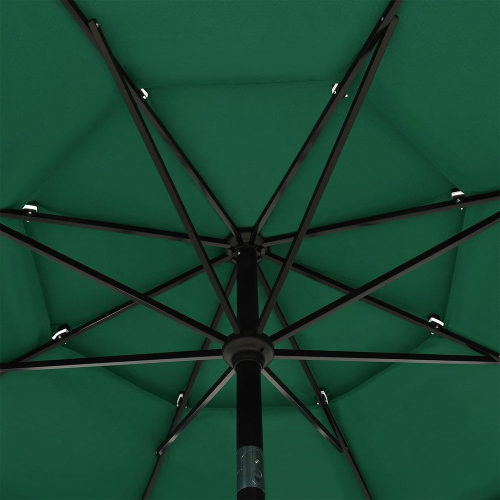 Parasol 3-laags met aluminium paal 3,5 m groen - Griffin Retail