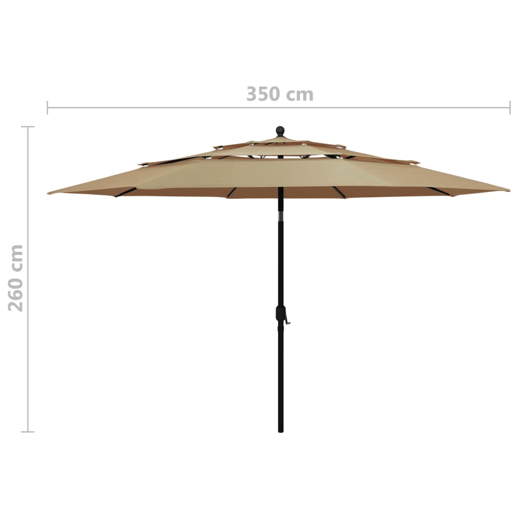 Parasol 3-laags met aluminium paal 3,5 m taupe - Griffin Retail