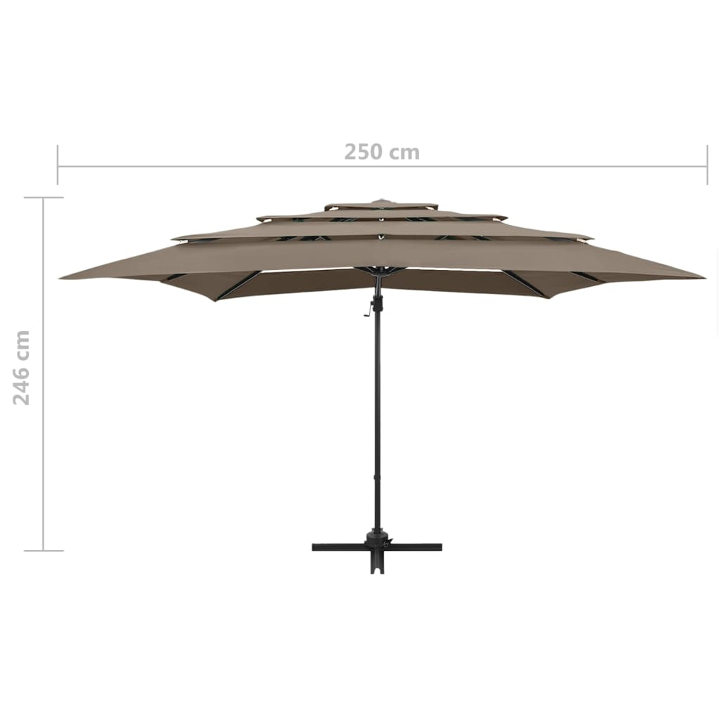 Parasol 4-laags met aluminium paal 250x250 cm taupe - Griffin Retail