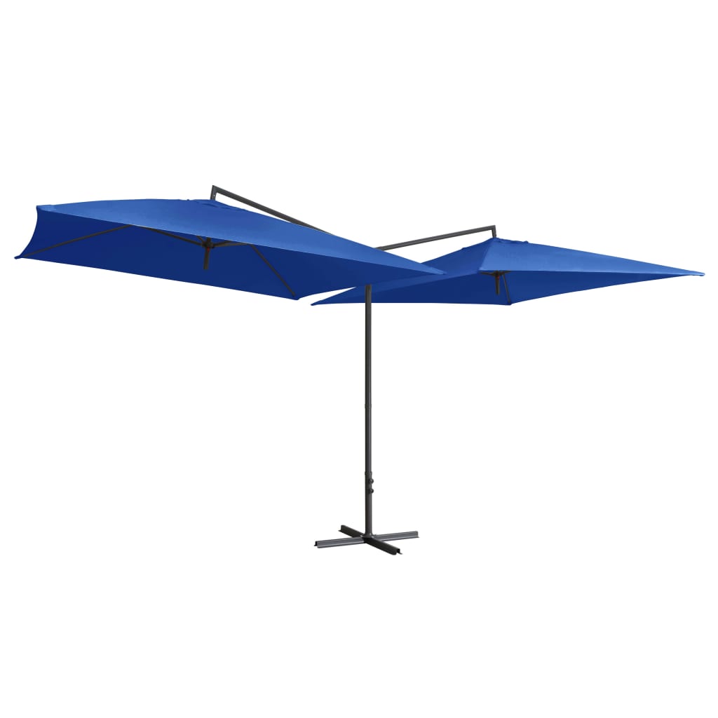Parasol dubbel met stalen paal 250x250 cm azuurblauw - Griffin Retail