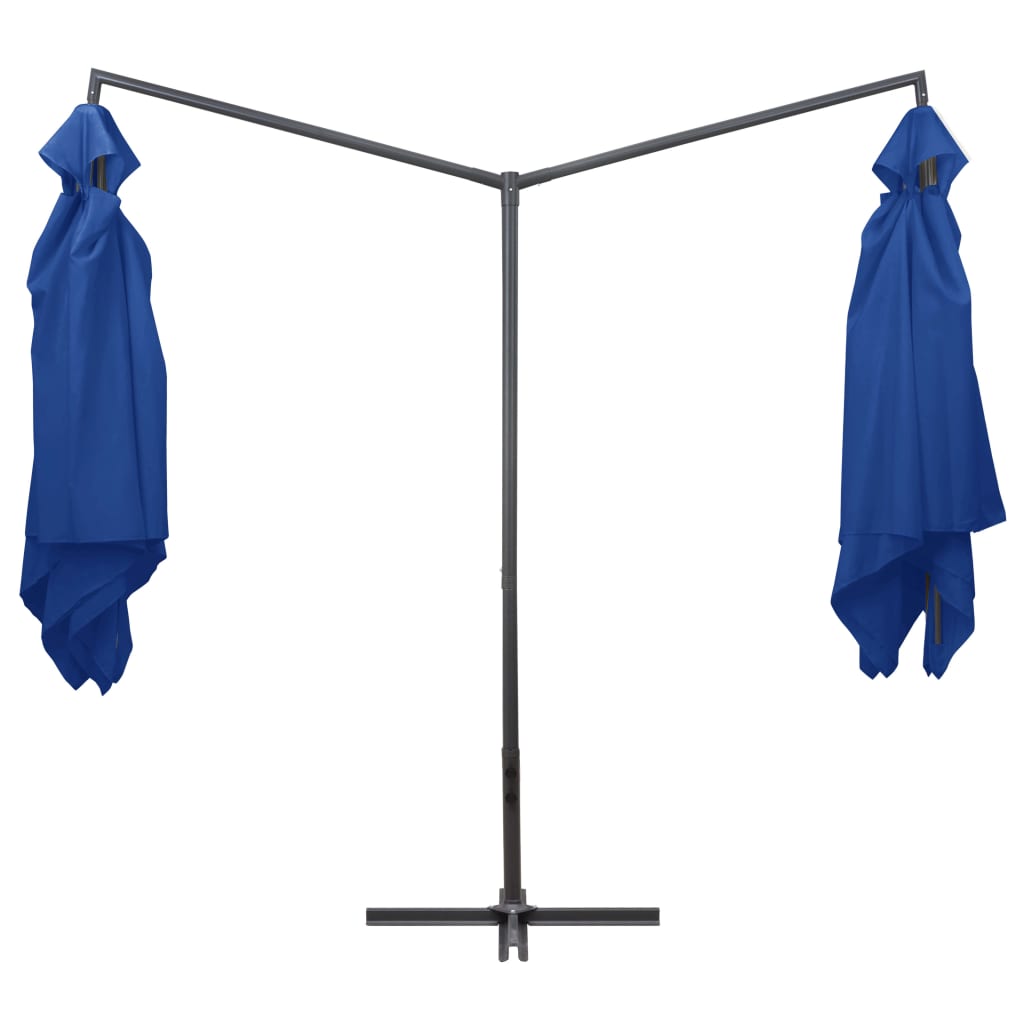 Parasol dubbel met stalen paal 250x250 cm azuurblauw - Griffin Retail