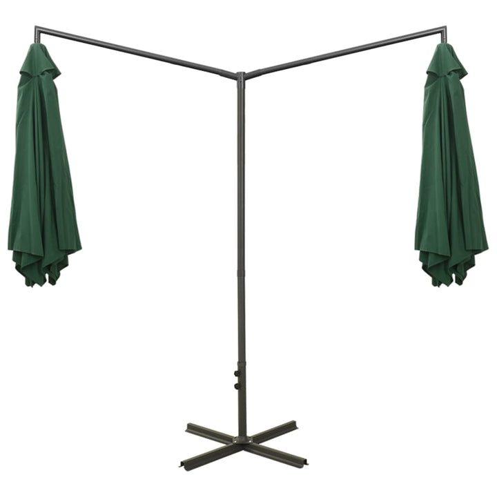 Parasol dubbel met stalen paal 600 cm groen - Griffin Retail
