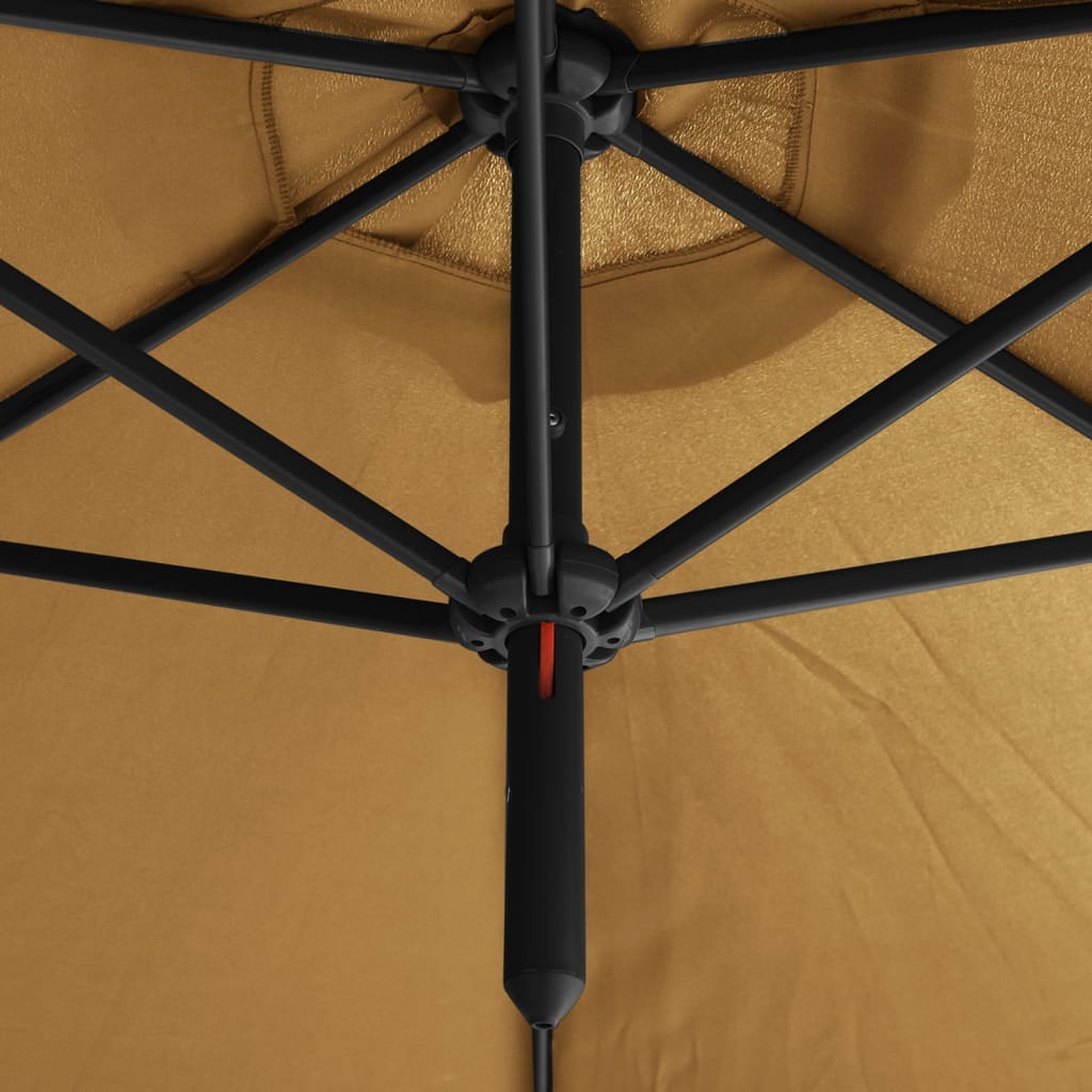 Parasol dubbel met stalen paal 600 cm taupe - Griffin Retail