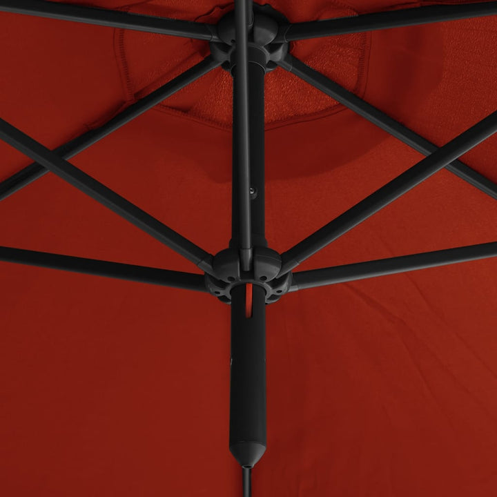 Parasol dubbel met stalen paal 600 cm terracottakleurig - Griffin Retail