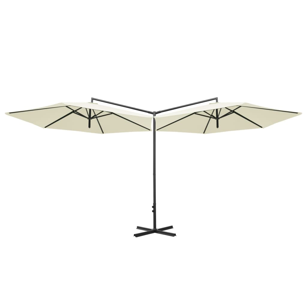Parasol dubbel met stalen paal 600 cm zandkleurig - Griffin Retail