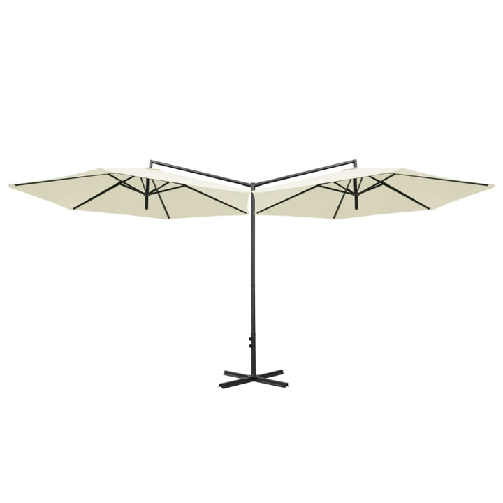Parasol dubbel met stalen paal 600 cm zandkleurig - Griffin Retail