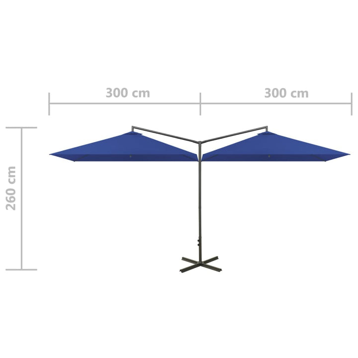 Parasol dubbel met stalen paal 600x300 cm azuurblauw - Griffin Retail