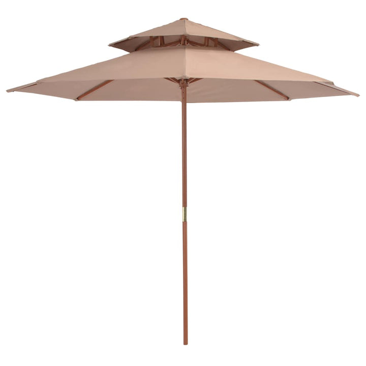 Parasol dubbeldekker met houten paal 270 cm taupe - Griffin Retail