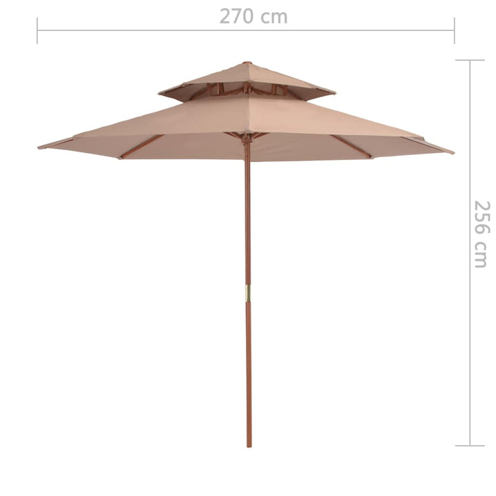 Parasol dubbeldekker met houten paal 270 cm taupe - Griffin Retail