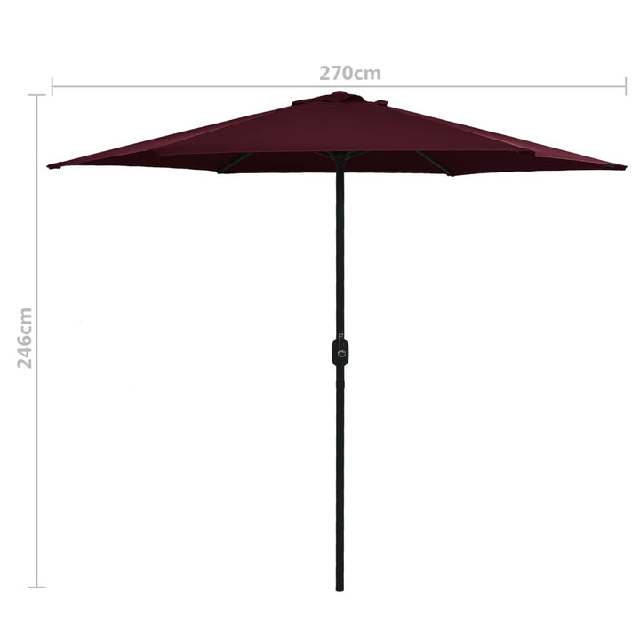 Parasol met aluminium paal 270x246 cm bordeauxrood - Griffin Retail