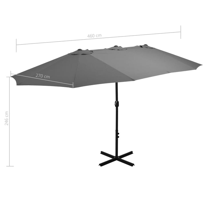 Parasol met aluminium paal 460x270 cm antraciet - Griffin Retail