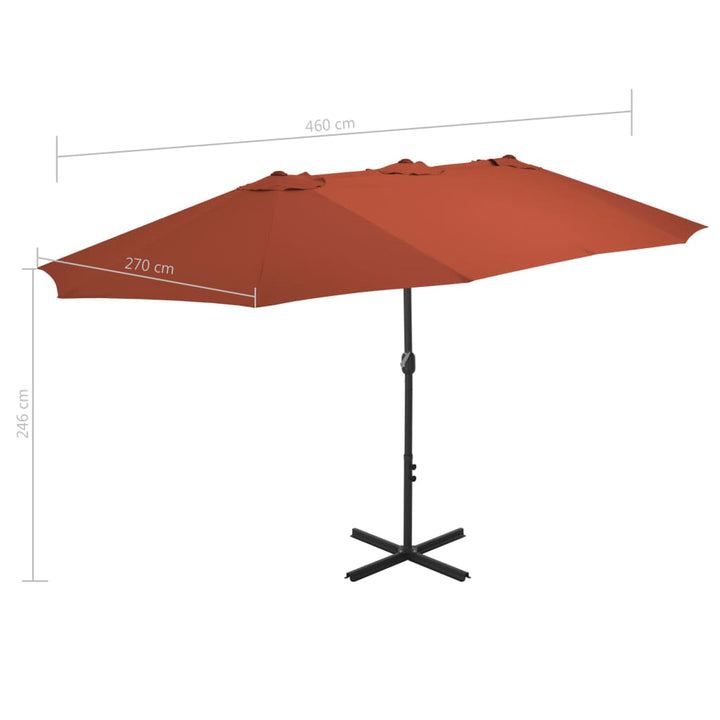 Parasol met aluminium paal 460x270 cm terracotta - Griffin Retail