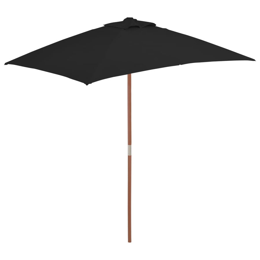 Parasol met houten paal 150x200 cm zwart - Griffin Retail