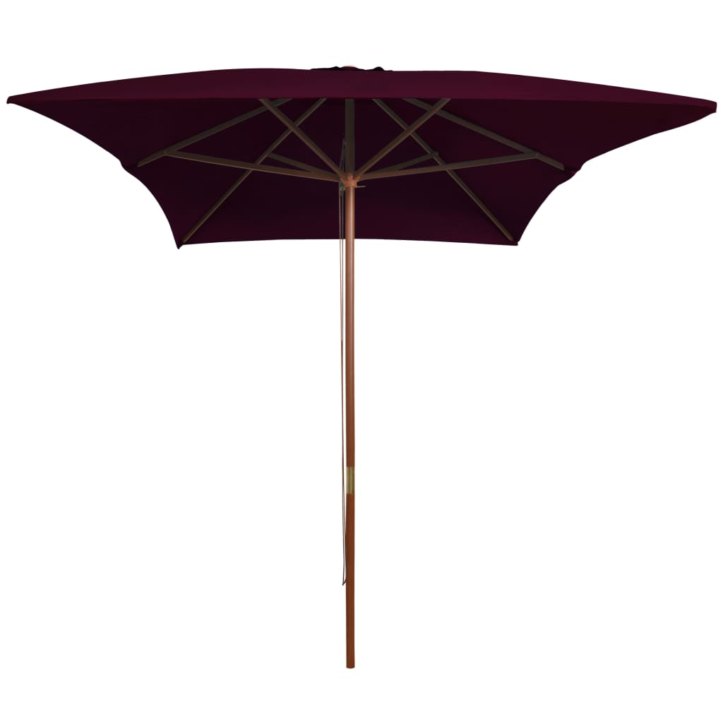 Parasol met houten paal 200x300 cm bordeauxrood - Griffin Retail