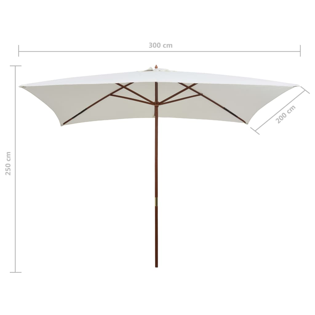 Parasol met houten paal 200x300 cm crèmewit - Griffin Retail