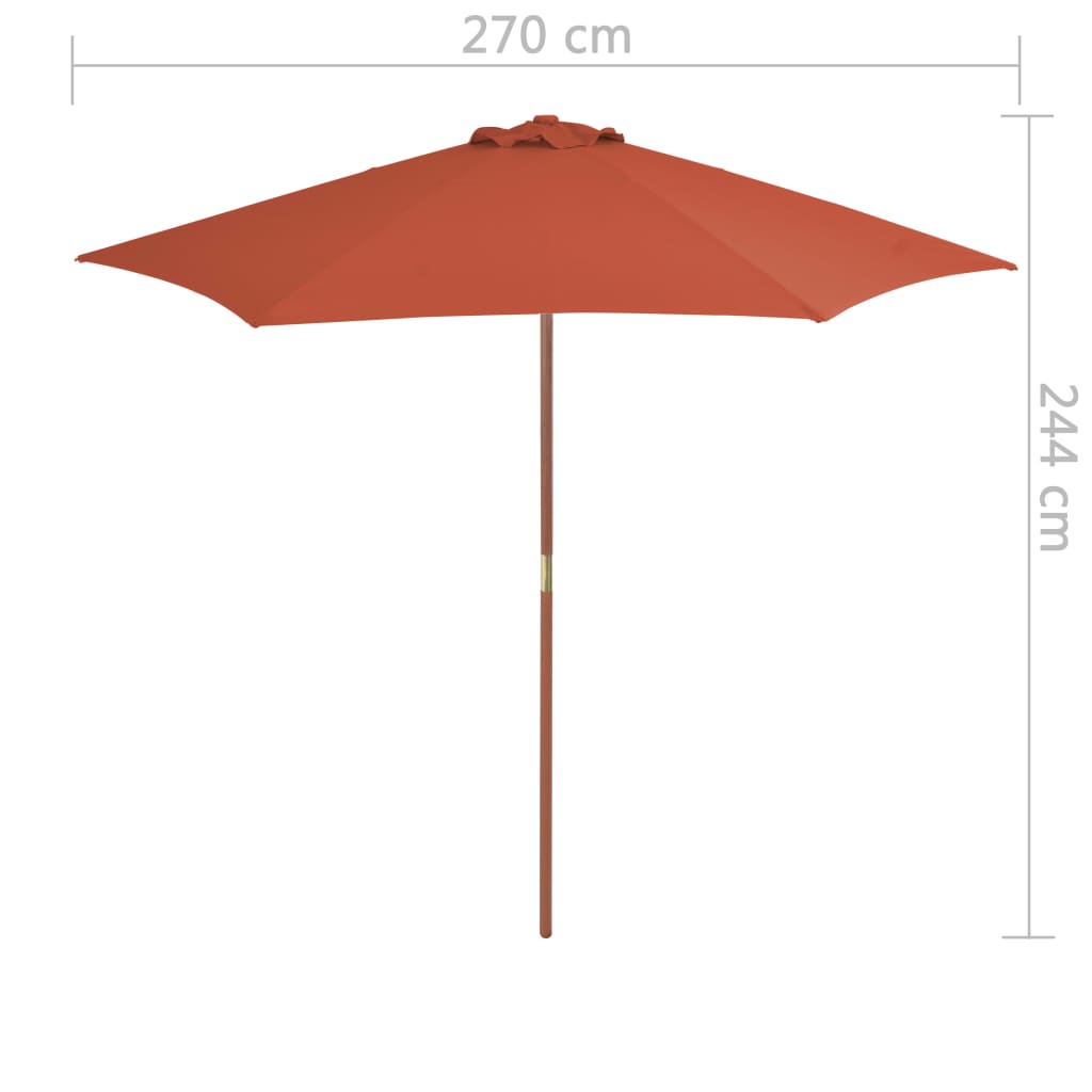 Parasol met houten paal 270 cm terracotta - Griffin Retail