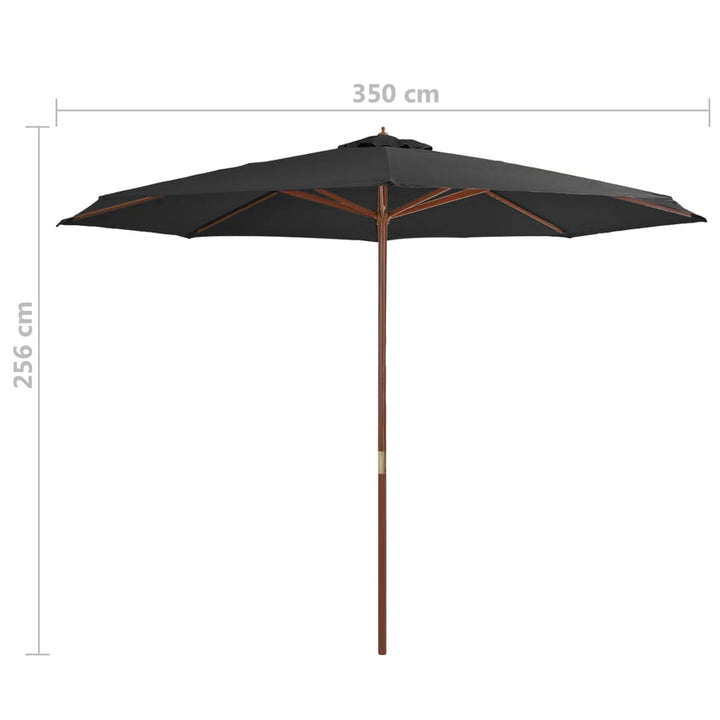 Parasol met houten paal 350 cm - Griffin Retail