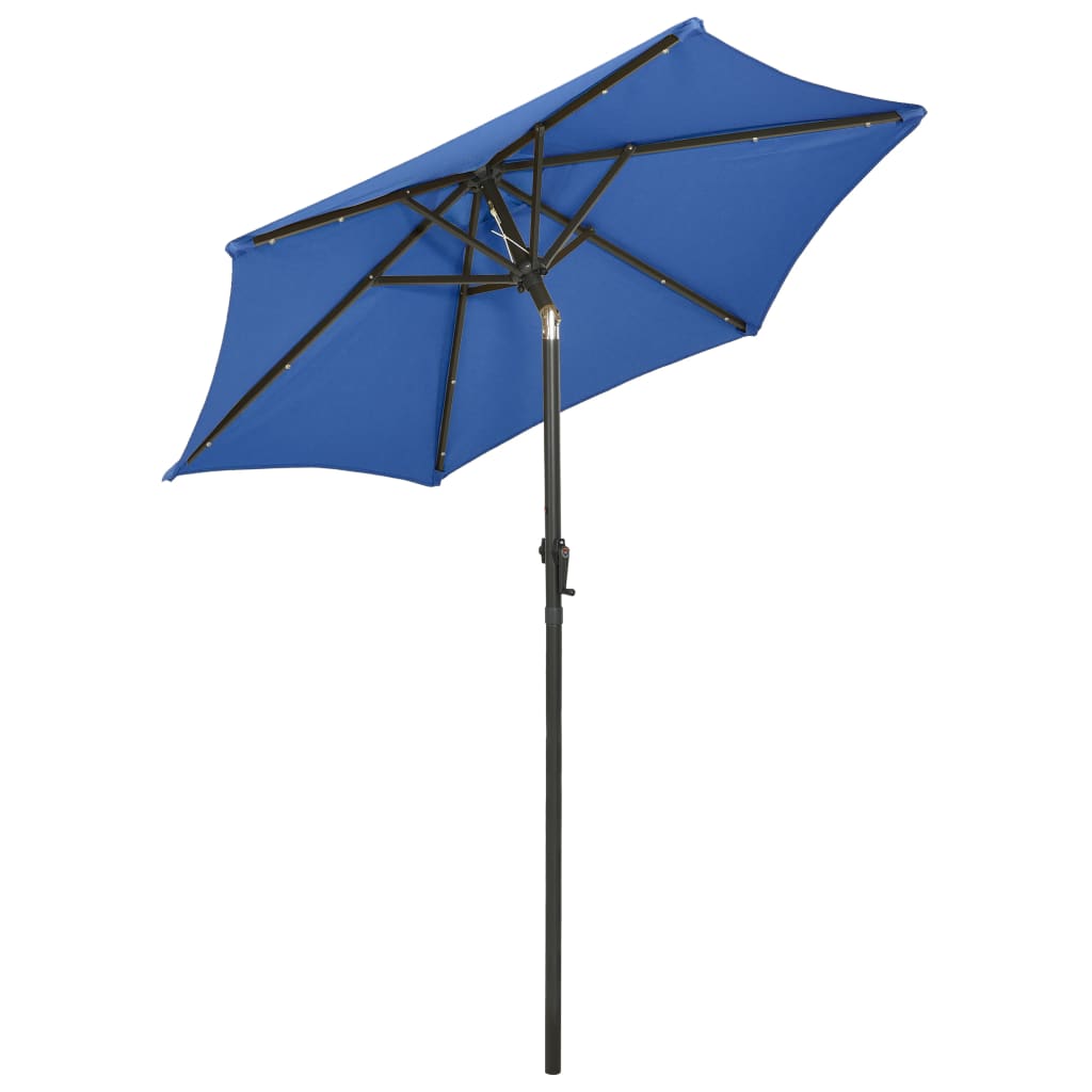 Parasol met LED-verlichting 200x211 cm aluminium azuurblauw - Griffin Retail