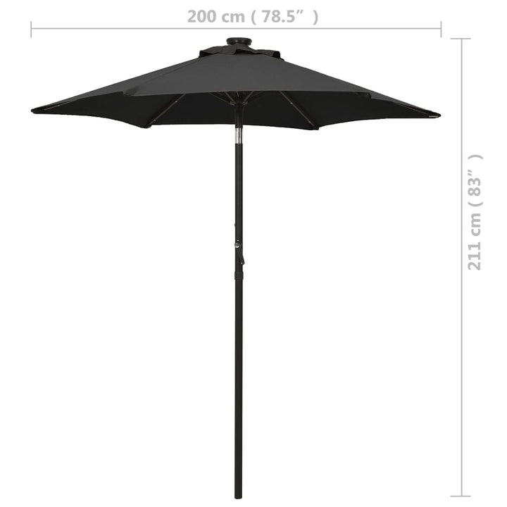 Parasol met LED-verlichting 200x211 cm aluminium zwart - Griffin Retail