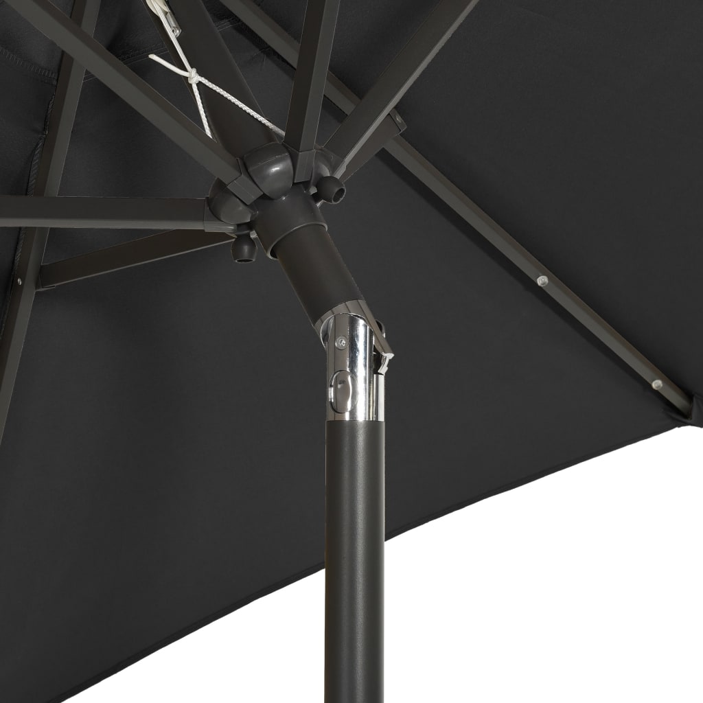 Parasol met LED-verlichting 200x211 cm aluminium zwart - Griffin Retail