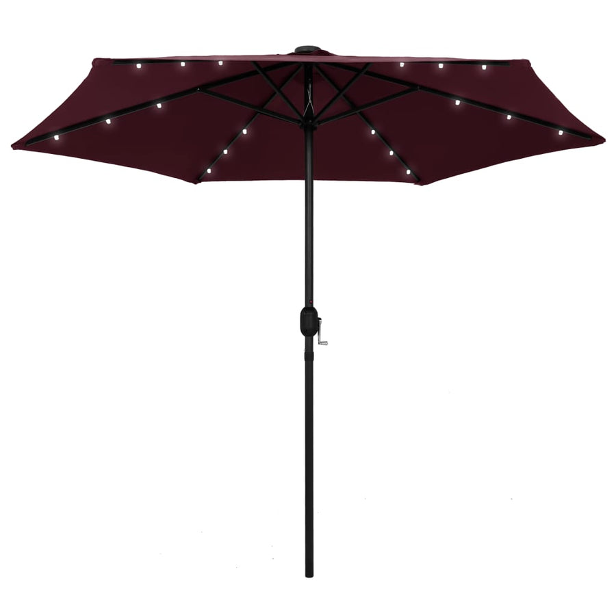 Parasol met LED-verlichting aluminium paal 270 cm bordeauxrood - Griffin Retail