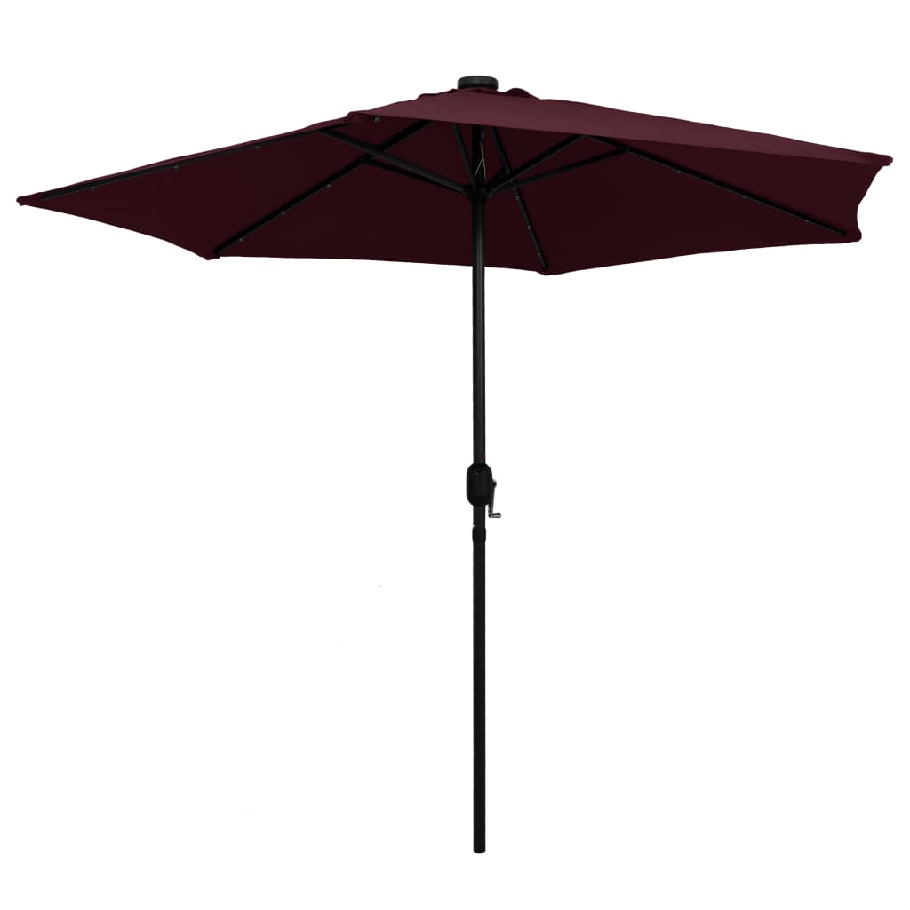Parasol met LED-verlichting aluminium paal 270 cm bordeauxrood - Griffin Retail